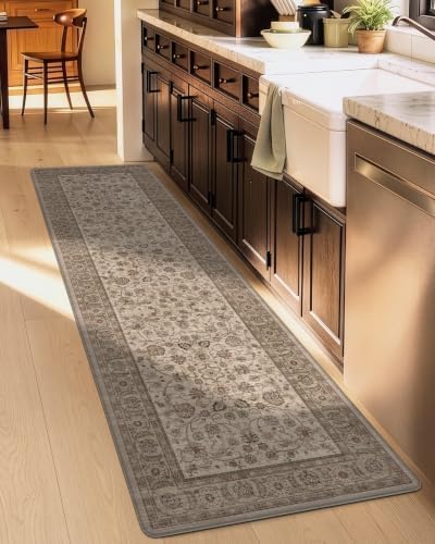 DEXI Kitchen Floor Mats Cushioned Anti Fatigue Runner 24x87 Brown Floral
