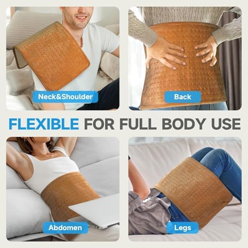 GOTCOZY Heating Pad 12"x24" for Back Pain Relief & Cramps(Biscuit)