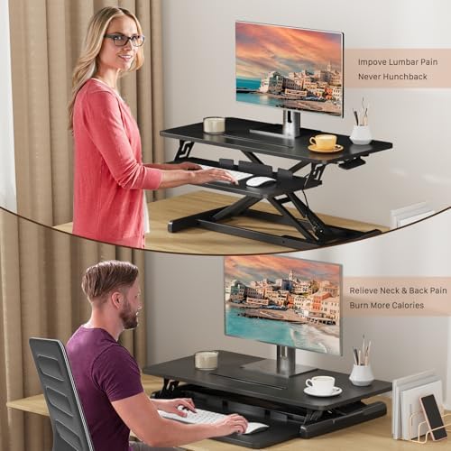 JOY worker Standing Desk Converter, 32" Height Adjustable Sit Stand Riser