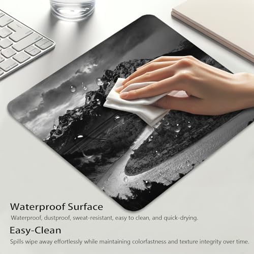 Majestic Mountain Range with A Curving River Mouse Pad, Durable Desk Mat