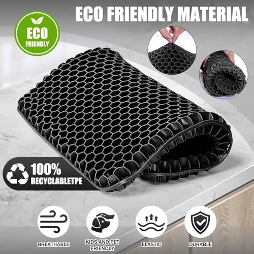 Gel Seat Cushion for Long Sitting Hip Pain, 20x20inch Jumbo Thick Soft & Breathable Cushion for Wheelchair Gel Seat Cushion for Office Home Chairs (Black)