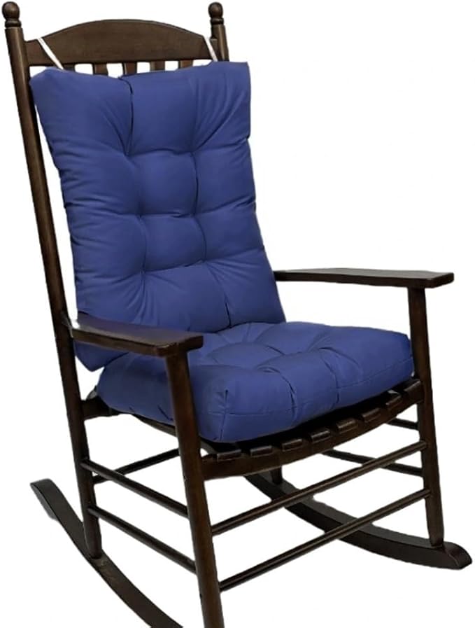 Rocking Chair Cushion Pad, 2 Pieces Indoor/Outdoor Rocking Soft Thickened Patio Chaise Lounger Cushion Overstuffed Patio Chair Cushion (Navy Blue)