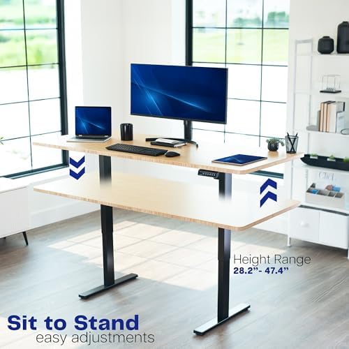 VIVO Black Brushless Motor Electric Standing Desk Frame, DESK-V100EBY