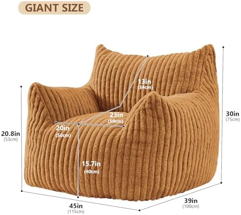 Achicsofar Bean Bag Chair for Adults Teens, Giant Faux Fur Beanbag Armchair