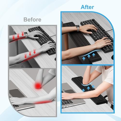 Leolee L-Shaped Desk Long Wrist Rest Elbow 60CM, Black Arm Rest for Desk