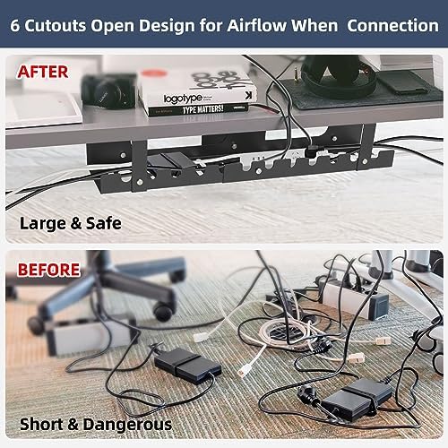 2 Pack Cable Management Under Desk Tray,Adjustable Length(15.7”-31.4”)