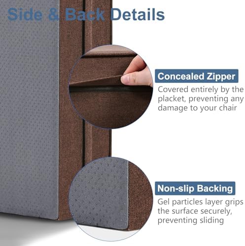 Shinnwa Gel Memory Foam Recliner Cushion for Elderly, Extra Large Seat Cushion, Dual-Layer Foam Chair Pad for Couch, Armchair, Wicker Chairs, Floor, 20 × 20 × 5in, Caramel