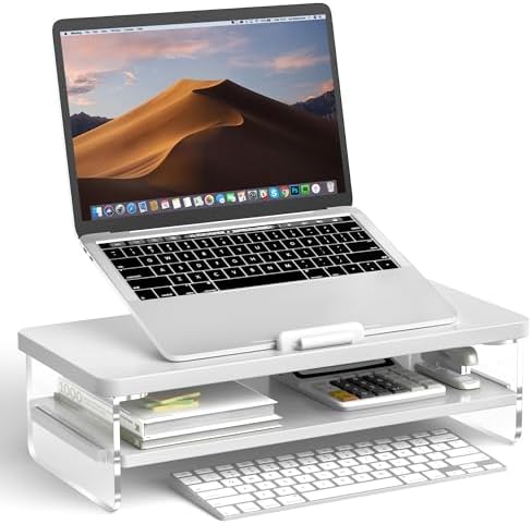 2-Tier Laptop Stand Adjustable Riser Holder,Ventilated Cooling Ergonomic