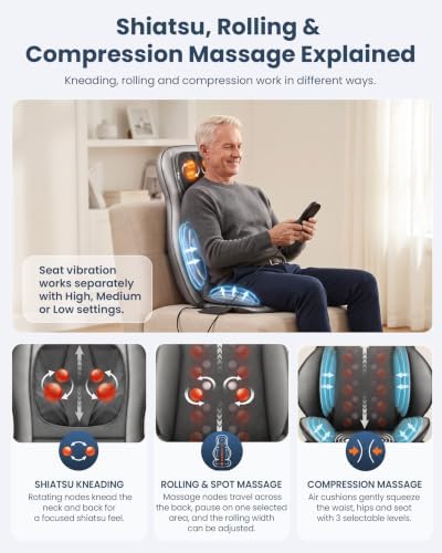 COMFIER Shiatsu Neck and Back Massager with Heat, Adjustable Neck Nodes