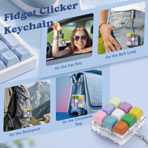 Keyboard Fidget Toy, Creamy Fidget Clicker Keyboard Fidget Keychain, Button Fidget Gifts for Adults, Boost Focus & Ease Anxiety Anywhere — Perfect Stress-Relief Gift (3×3 Grid Layout A)