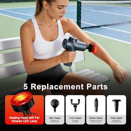 LEERCON Massage Gun with Heat, Deep Tissue Back Massage Gun for Pain Relief
