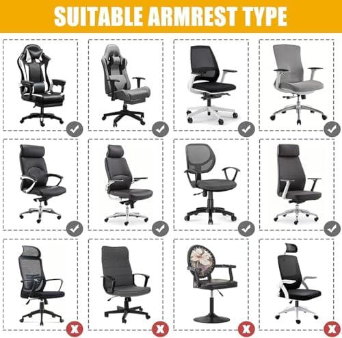 Smiry Stretch Printed Office Chair Armrest Covers, 2 Pcs, Beige and Green