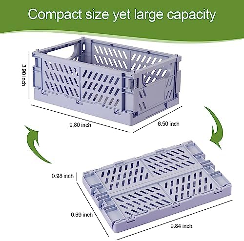 HUUSMOT 4-Pack Small Collapsible Plastic Storage Baskets, 9.8"x6.5"x3.8"
