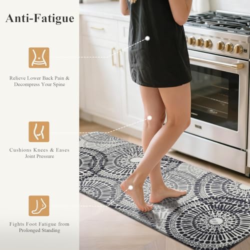 HEBE Anti Fatigue Kitchen Rugs Set of 2, Cushioned Kitchen Mats for Floor