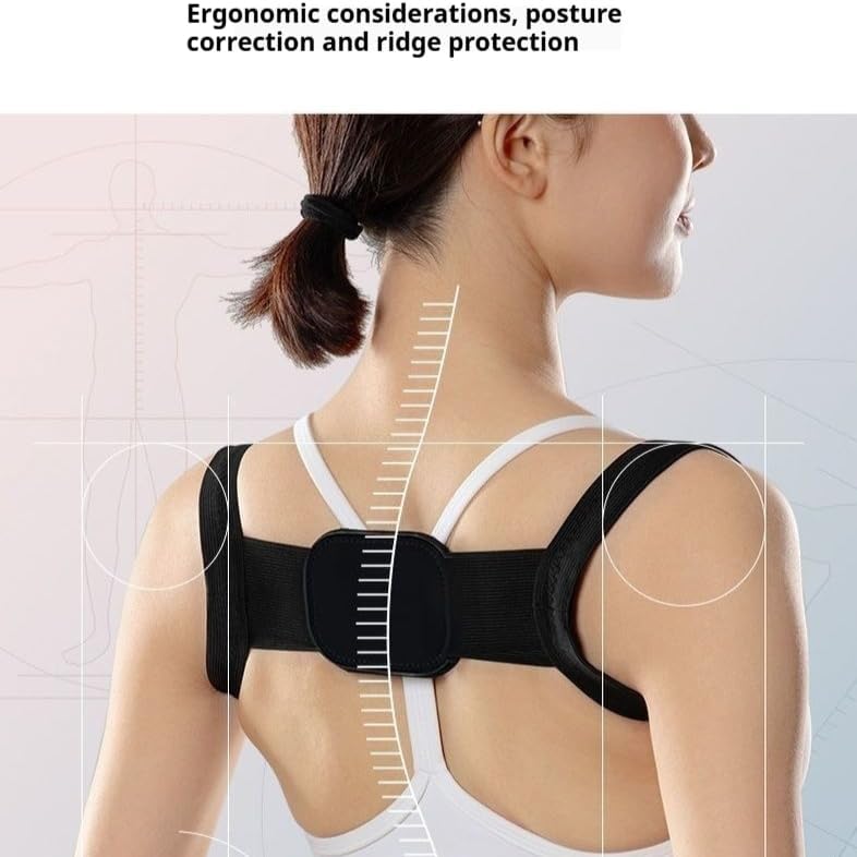 DeepCrush Adjustable Back Belt - Posture Corrector for Women and Men - Shoulder Brace - Upper Back Pain Relief - Neck Pain Support - Elasticity Belt for Standing and Sitting