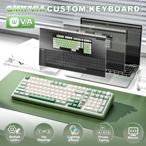 YUNZII B98 PRO 96% Wireless Mechanical Keyboard(Matcha Green, Candy Switch)