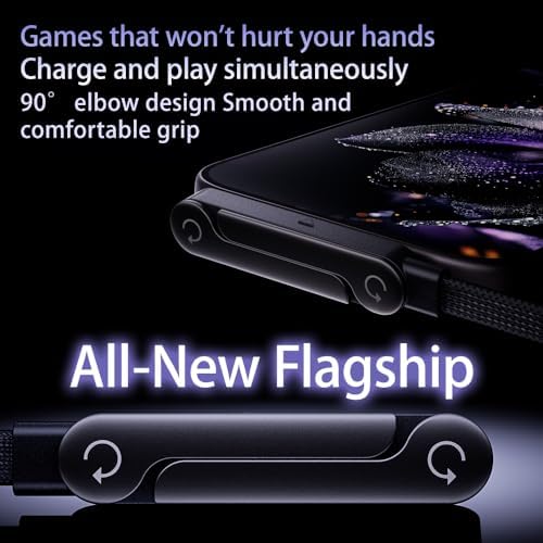 240W USB C to USB C Cable with Foldable Phone Stand, 4.9FT Braided Fast Charging Cord, 90 Degree Type C Charger Cable with Built-in Invisible Holder for Gaming, Office