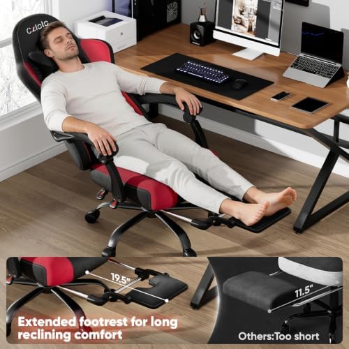 Czlolo Fabric Big and Tall Gaming Chair with Extended Footrest