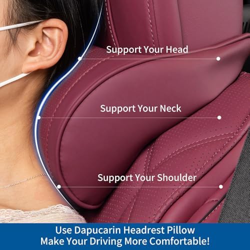 Seat Headrest Car Neck Pillow for Driving Memory Foam Red, 1 Pack