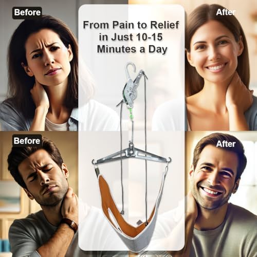 Adjustable Cervical Neck Traction Device for Neck Pain Relief, Neck Stretcher for Home and Outdoor Use, Spine Decompression Device