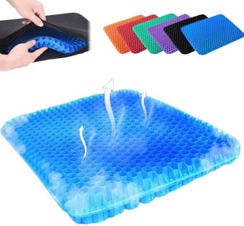 2026 Upgraded Silicone Gel Seat Cushion Honeycomb,Thick & Extra Large Gel Seat Cushion,Cool and Breathable for Home,Office Chair,Car Seat，Blue