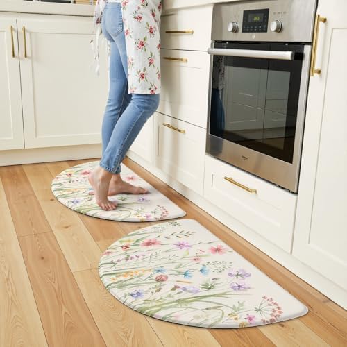 KIMODE Anti Fatigue Kitchen Mats for Floor,Half Moon Kitchen Rugs Sets of 2