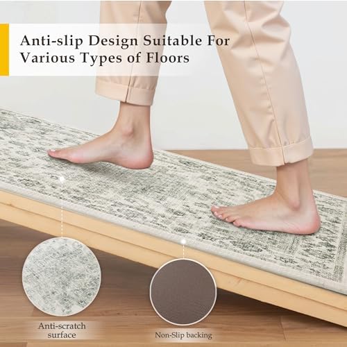 Anti Fatigue Green Neutral Non-Slip Kitchen Mat 2 Piece