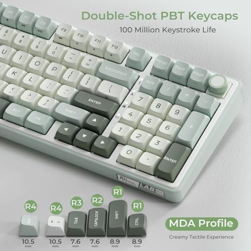 RK ROYAL KLUDGE R98 Pro Wired Mechanical Keyboard, RGB PC Gaming Keyboard with Number Pad and Volume Knob, Gasket Mount, MDA Profile PBT Keycaps, for Win/Mac, Hot Swappable Linear Cream Switch