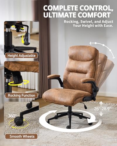 Karl home Ergonomic Office Chair Inflatable Lumbar High Back, Brown