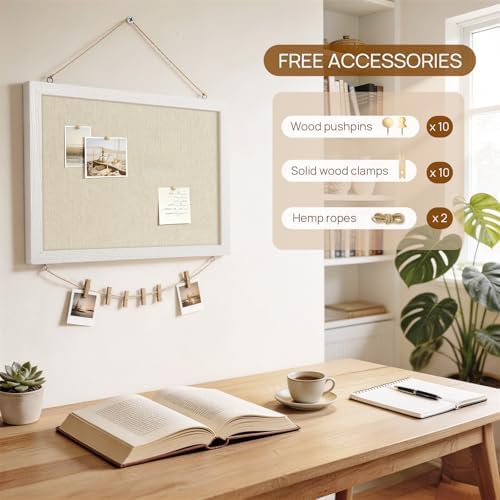 DOLLAR BOSS Double-Sided Bulletin Boards with Linen, 16"x12" 1PC Cork Board