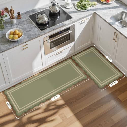 KIMODE Anti Fatigue Mats for Kitchen Floor,Farmhouse Kitchen Rugs Sets of 2