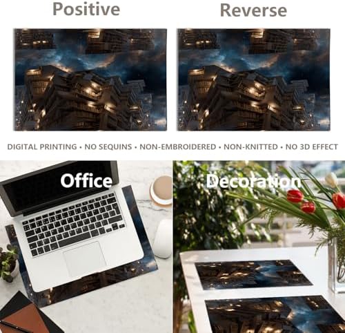 Infinite Library Nebula Shelves Linen Placemats, Floating Books Cosmic Backdrop Table Mats for Table Washable Heat Insulation Thick Dining Mat, Indoor/Outdoor 12X18 in 4 Pcs