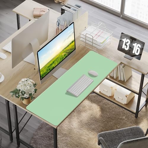 Leather Desk Pad Mat, Green Desk Mat, 47.2" x 16.9"