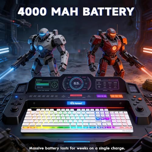 Free wolf M104 Full Size Wireless Gaming Keyboard Tri-Mode - White
