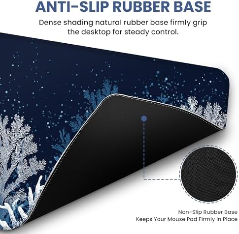 Aesthetic Desk Mat, Cute Ocean Reef Desk Pad Protector for Work & Decor, 35.4" x 15.7", Pretty Non-Slip Extended Mouse Pad for Office or Home