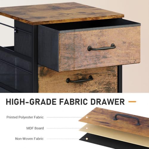 DEVAISE 3-Drawer Mobile File Cabinet, Rolling Printer Stand, Rustic Brown