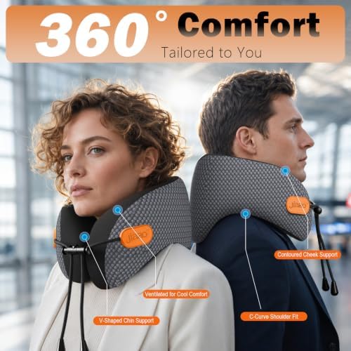 jiaao Travel Pillow,Airplane Neck Pillow with 360° Neck and Chin Support