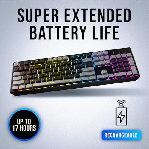 KLIM Wireless Gaming Keyboard RGB - Rechargeable Water-Resistant Backlit