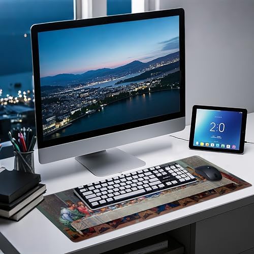 Mouse Pad with Last Supper – Religious Scenario Desk Pad – Portable Computer Mousepad – Gaming, Office, Waterproof, Non-Slip, Stitched Edges 31.5 x 11.8inches x 3mm