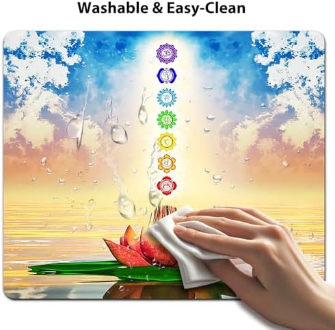 9.5x7.9 Inch Office/Gaming Mouse Pad, Spiritual Chakra Meditation Lotus Flower Yoga Zen, Cute Anti-Slip Mat for Desk Decor