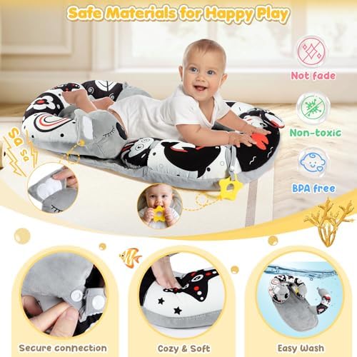 URMYWO 4-in-1 Tummy Time Mat, Cozy & Soft Infant Baby Sit Me Up Floor Seat