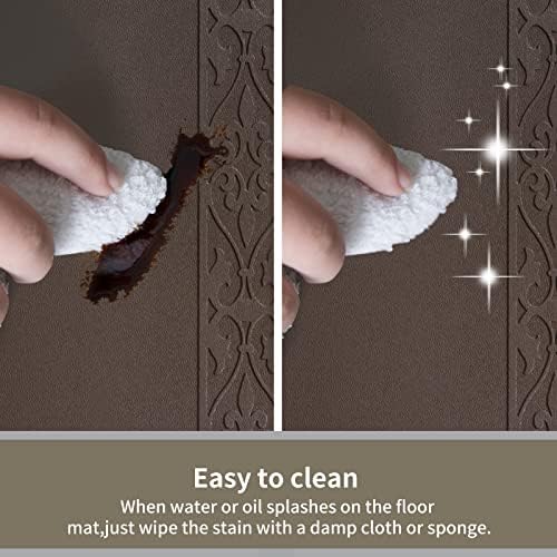 20 x 42 Inch Extra Support Anti Fatigue Comfort Kitchen Mat, Waterproof Long Kitchen Runner, Non-Slip Standing Desk Mat, Commercial Pads for Offices, Home, Garages (Versailles Brown, 20'' x 42'')