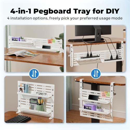 JOY worker 4-in-1 Clamp-on Above or Under Desk Pegboard & Cable Management