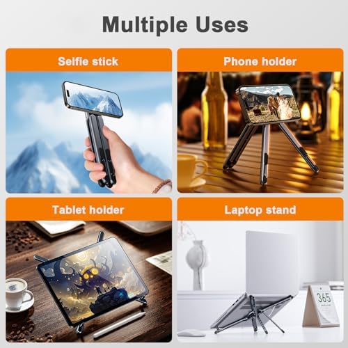 Portable Travel Tablet/Phone/Laptop Stand, Adjustable Laptop Riser for Desk, Foldable Magnetic Phone Holder, Compatible with iPad, MacBook, iPhone (4.7-15.6'')