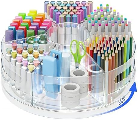 CraftGenes Clear Rotating Organizer, Acrylic Pen Holder, Marker Organizer