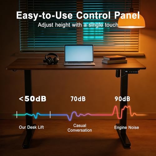 48 Inch Height Adjustable Desk for Home, Dark Walnut