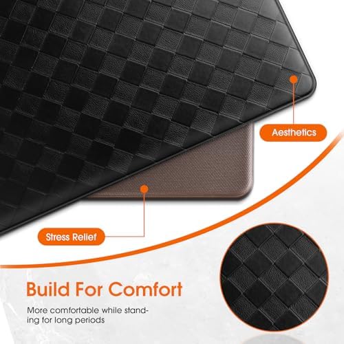 TranquilRelax Kitchen Mats, Cushioned Mats with Extra-Long Runner, Black