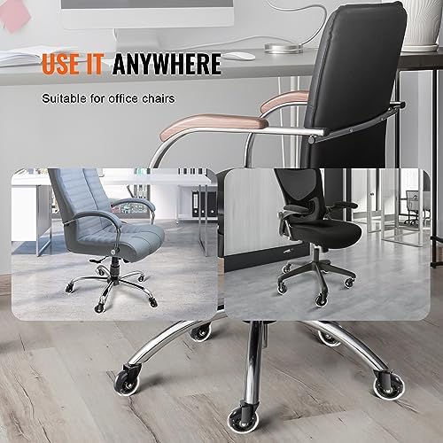 VEVOR Office Chair Wheels, Set of 5, 3 inch Caster Wheels Replacement for Hardwood Floors and Carpet, Heavy Duty Casters with 650 lbs Load Capacity, Universal Fit for Most Chairs, Black