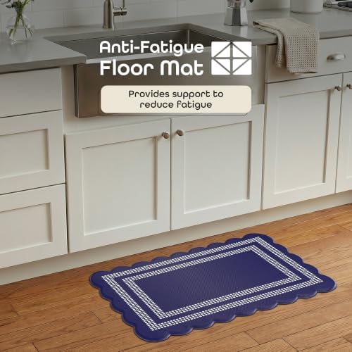 Anti Fatigue Scallop Mat 18 x 30 in, Remi, Navy/White