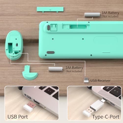 Colorful Wireless Keyboard and Mouse Combo, Green Colorful